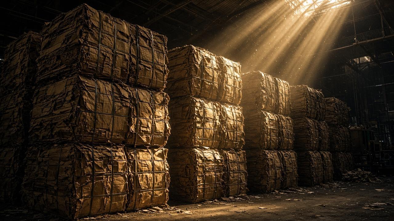 Baled cardboard and paper at Bakersfield Recycling Services