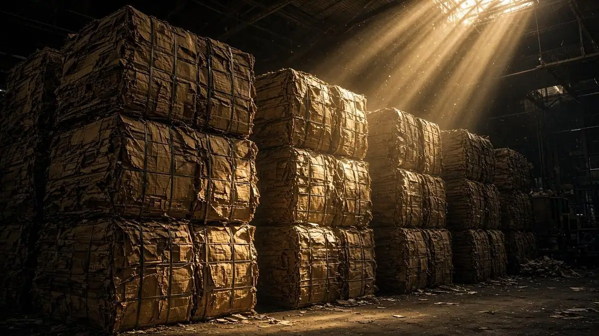 Baled cardboard and paper at Bakersfield Recycling Services