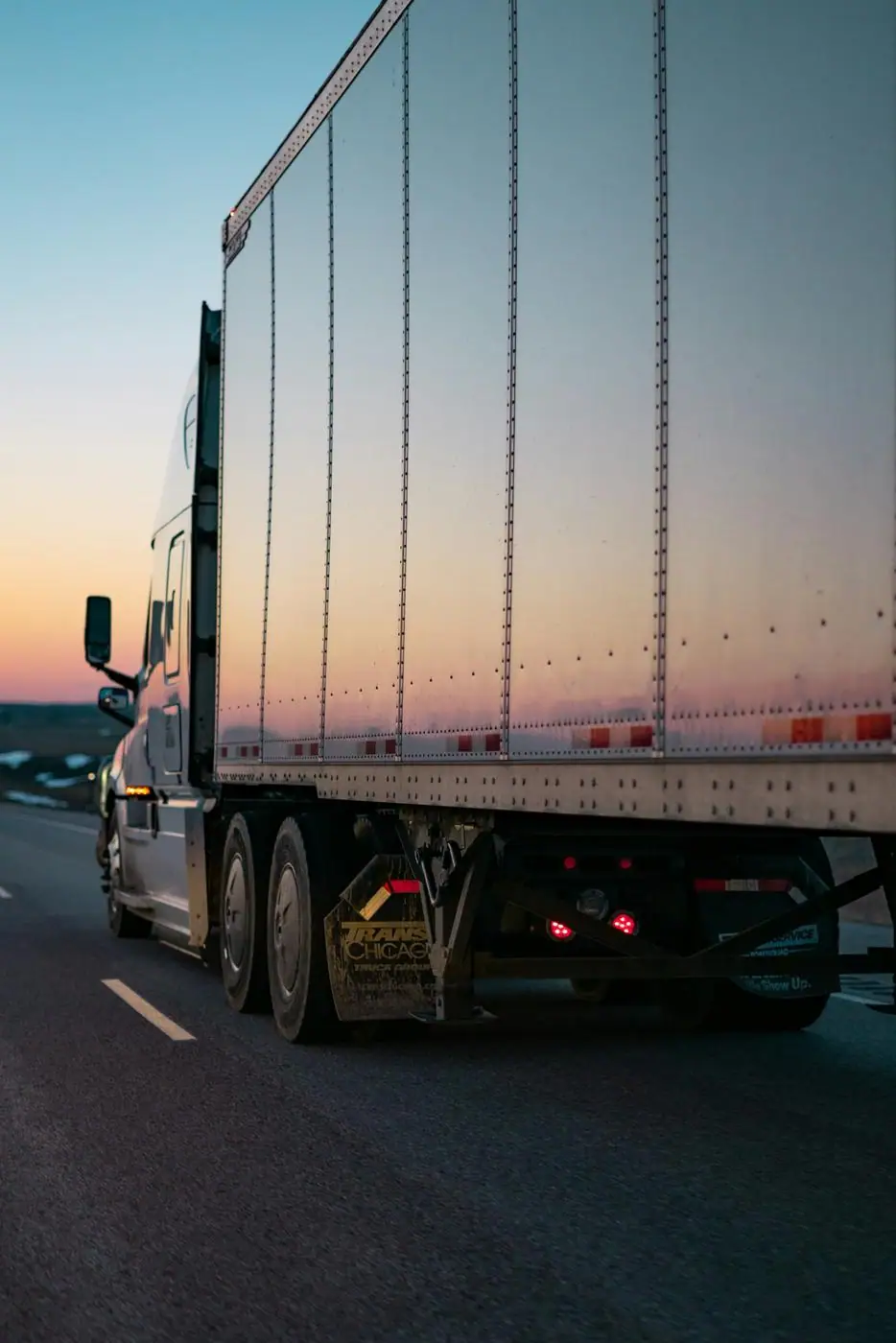Dry van trailer on the road