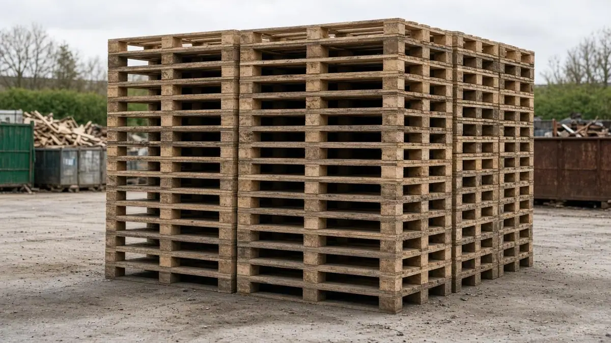 Recovered wood pallets at Bakersfield Recycling Services